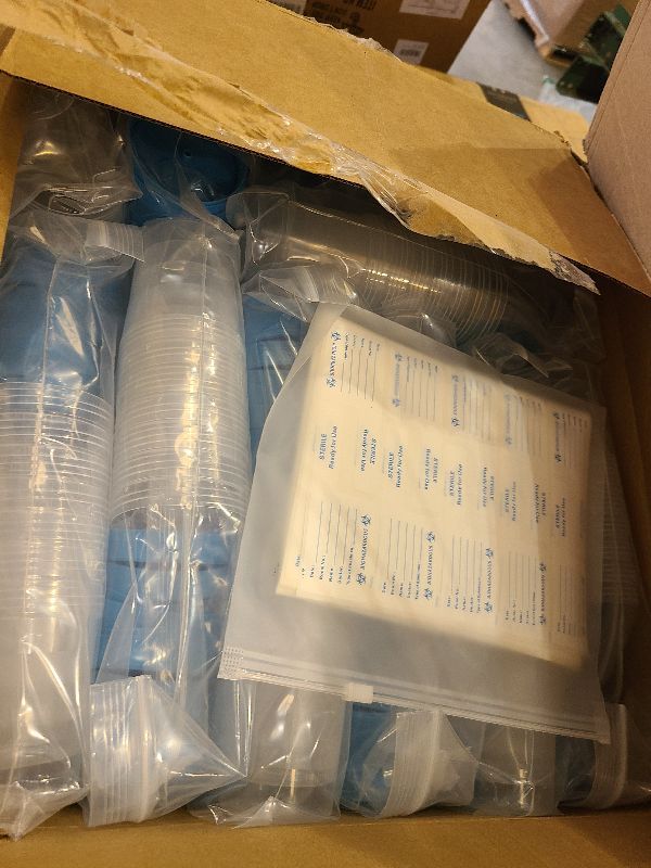 Photo 1 of 200 Pcs Urine Specimen Cups with Lids and Evident Seal Urine Sample Cups Collection Cup Disposable for Collection and Testing (Blue Lids)