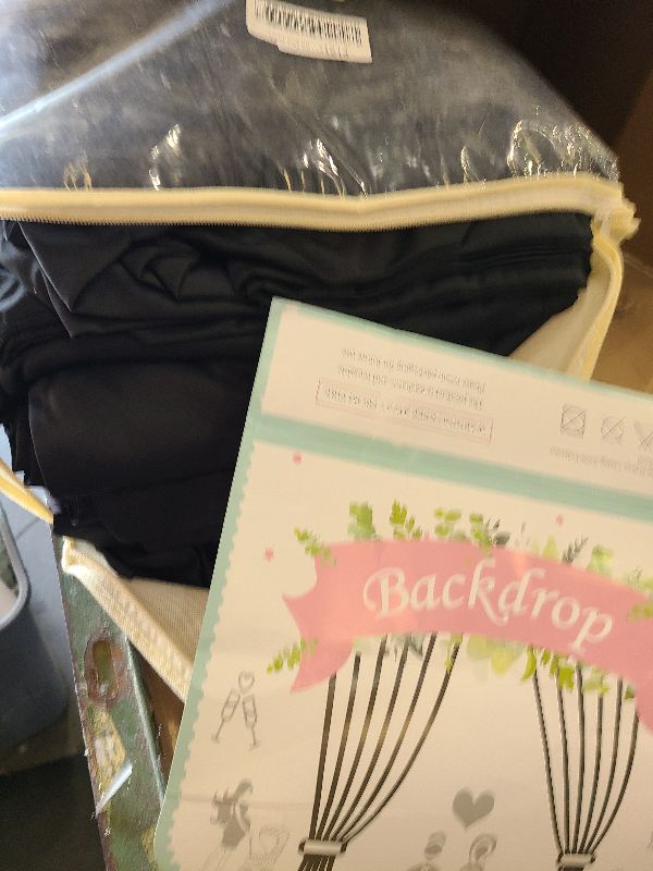 Photo 1 of 20ftx10ft Wrinkle Free Black Backdrop Curtain for Parties, 4 Panels 5x10ft Silky Polyester Photo Backdrop Drapes Back Drop Cloth for Wedding Birthday Photography Background Decor