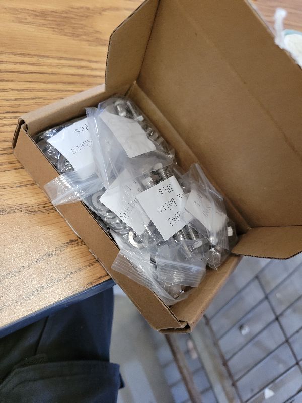 Photo 1 of 180pcs 1/4-20 Nuts and Bolts Assortment Kit, 1/4"-20 Thread 6 Sizes 2" 1-1/2" 1-1/4" 1" 3/4" 1/2" Long 1/4-20 Hex Bolts, Hex Nuts Flat Washers, Spring Washers SAE 304 Stainless Steel