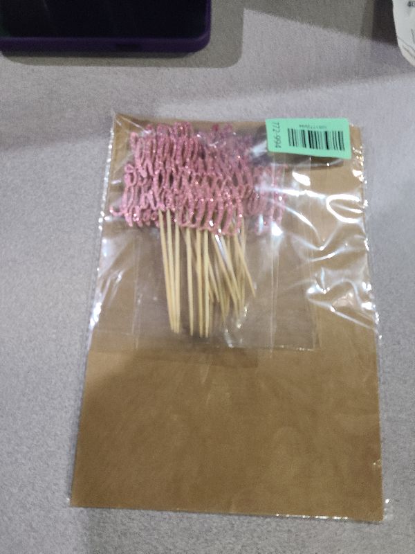 View 2 of 24Pack Oh Baby Cupcake Topper - Glitter Pink Baby Shower Cupcake Picks, Gender Reveal Cupcake Decorations Supplies (Pink)