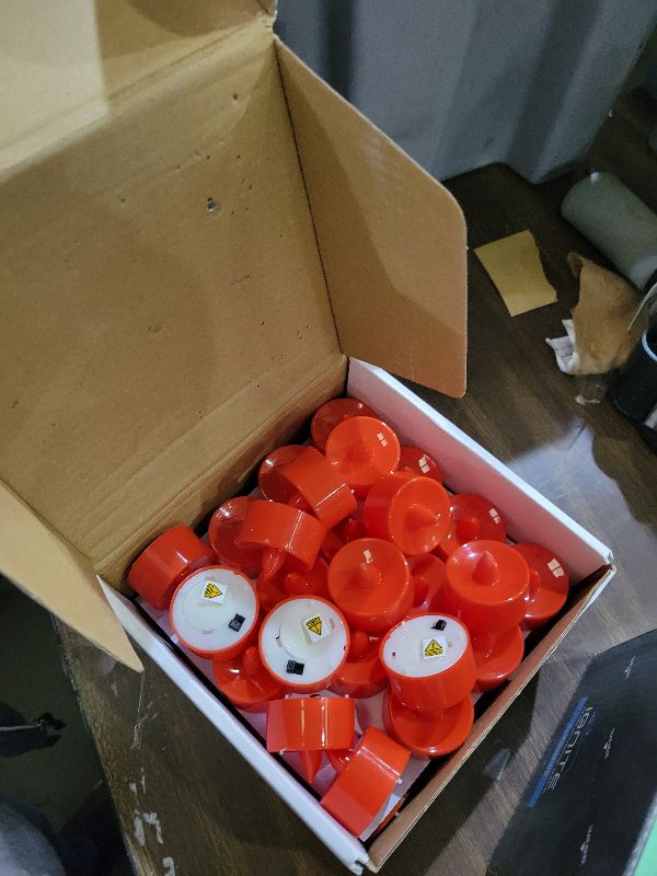 Photo 3 of Raycare Red Tea Lights Battery Operated, 50 Pack Long Lasting Electric Votive Candles, Realistic Fake Flameless LED Tea Lights for Wedding Party Thanksgiving Christmas Halloween Decorations