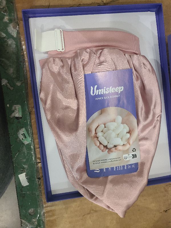 Photo 1 of 22 Momme 100% Real Mulberry Silk Bonnet for Sleeping Women, Large Hair Care Bonnet for Long Curly Hair, Double Layer Silk Wrap with Soft Elastic Band, Non-Slip Sleep Cap, Pink