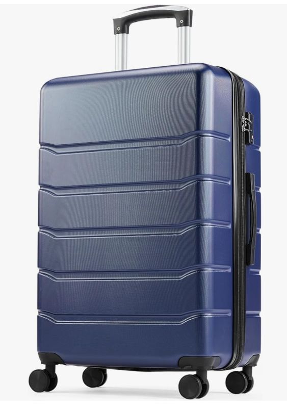 Photo 1 of 28 Inch Luggage, Hardside Checked Suitcase with Spinner Wheels, Lightweight ABS Hard Shell Travel Luggage, TSA Approved Lock, Expandable Large Suitcase for Business & Travel–Blue