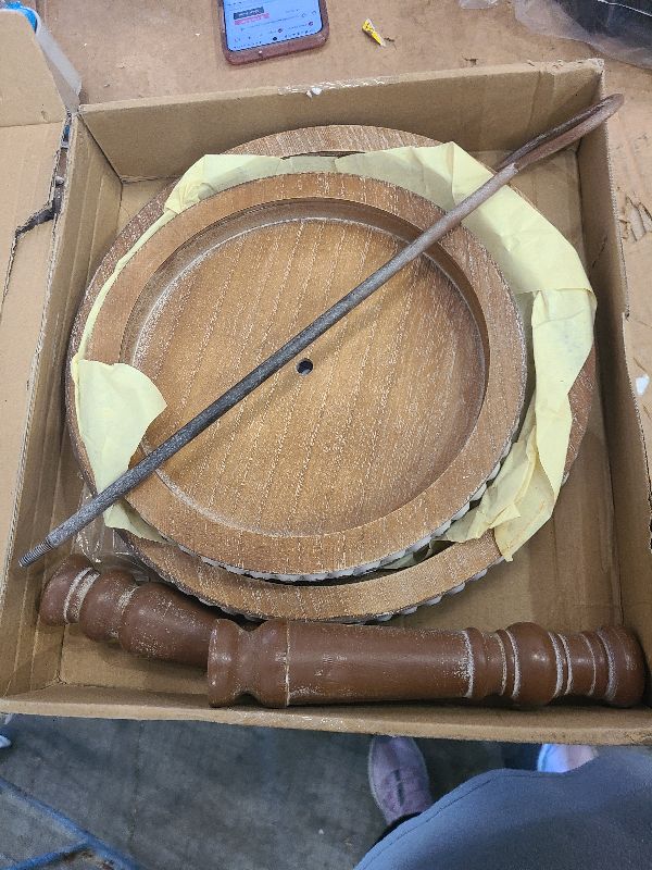 Photo 1 of 2 Tiered Tray, Wooden Beaded Tier Trays Stand for Farmhouse Table Decor, Layered Tray with Vintage Decor, Rustic Tiered Serving Tray for Cupcake Cake Fruit Dessert Stand(Brown Round)