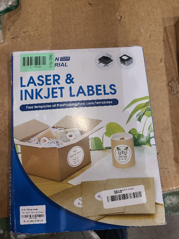 Photo 1 of 0.75" Circle Printable Labels Compatible With Inkjet and Laser Printers - 100 Sheets, 10800 Matte White Round Stickers for Pricing, Product Labeling, and Custom Tags - Spartan Industrial Template C001