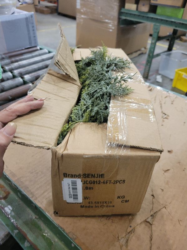 Photo 1 of 2Pcs 6FT Christmas Cedar Garland Artificial Real Touch Thickness Realistic Greenery Pine Garland for Mantle Fireplace Outdoor Indoor Christmas Decorations