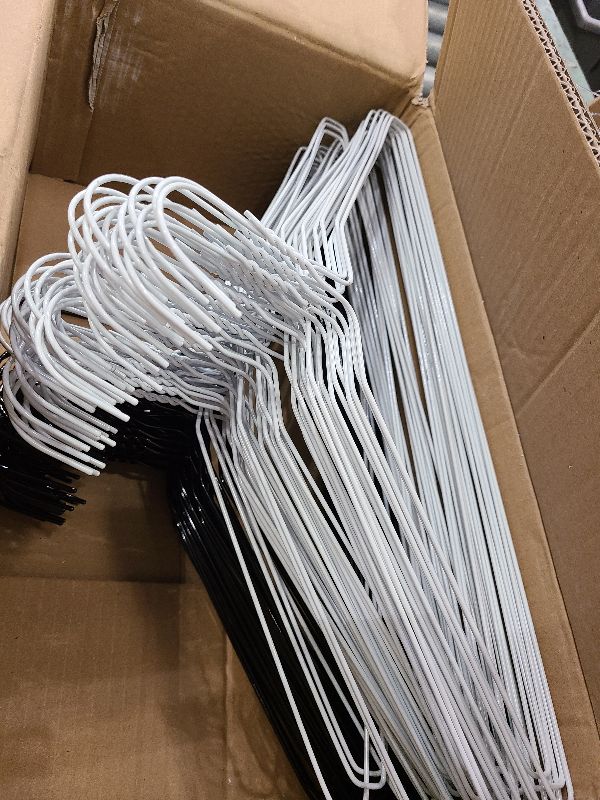 Photo 1 of 120 Pcs Wire Hangers in Bulk Metal Black White Hangers 16" Dry Cleaner Hanger for Cloth Shirts Coat