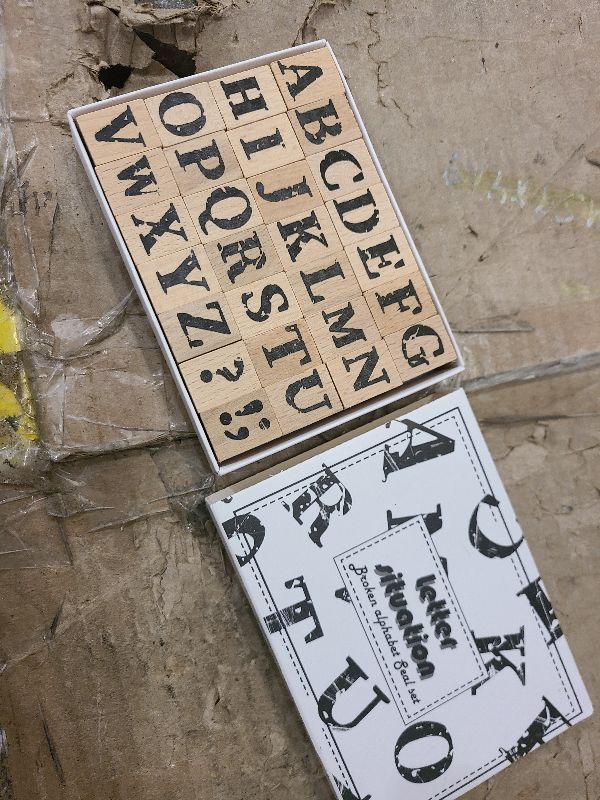 Photo 1 of 28-Piece Wooden Alphabet Stamps Set, 1 Inch Rubber Stamps, Retro Capital Letter Stamps Seal Series for Crafting, DIY Projects, Card Making, Scrapbook (Letter Stamps)