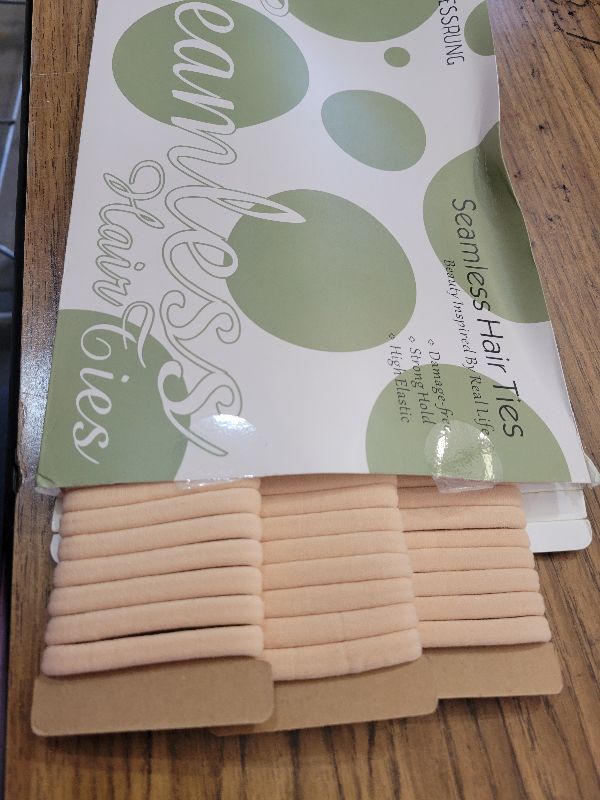Photo 1 of 100 Pcs Thick Seamless Tan Hair Ties, Ponytail Holders Hair Accessories No Damage for Thick Hair Christmas Gift(Light Blonde Colors)