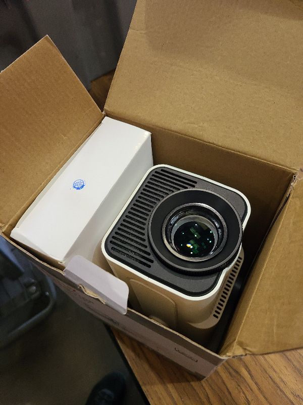 Photo 1 of [NetfIix Official/Stereo Speakers] 4K Projector with Wifi and Bluetooth, 1080P Native Mini Projector Portable, One-Click Use Built-in NetfIix/YouTube/PrimeVideo/D+, Smart Home Outdoor Projector-White