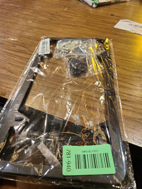 Photo 1 of 2 Pack License Plate Frames, 4 Holes Matte Black License Plate Frame, Aluminum License Plate Holder with Free Screws Fasteners Caps and Tool