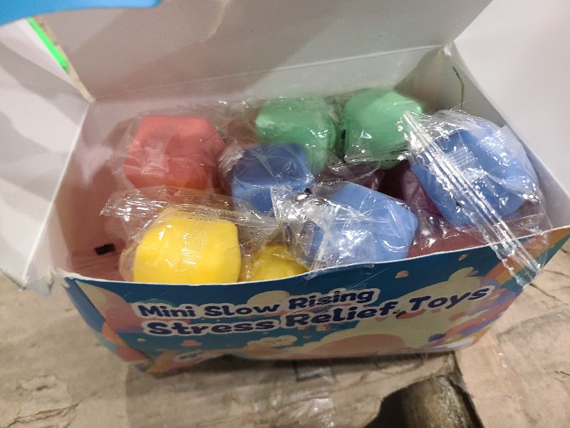 Photo 1 of 24 Pack Slow Rising Stress Cube , Dough Stress Balls Soft Fidget Squishy Toys for Anxiety Relief, Pull Stretch Classroom Prize Party Favors Toys for Kids
