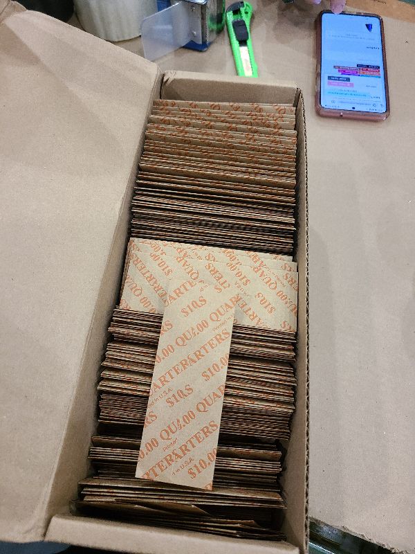 Photo 1 of 1000 Flat Coin Wrappers, Quarters Coin Holder, Convenient Quarter Storage Coin Wrapper - 1000 Pack
