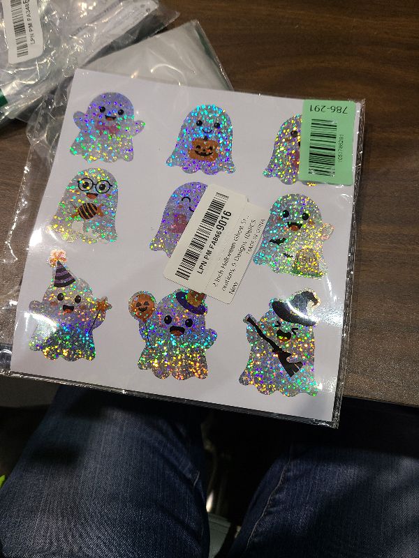 Photo 1 of 2 Inch Halloween Ghost Stickers Cute Laser Ghosts Sticker for Gift Candy Bags Envelope Card Pink Boo Labels Tags for DIY Crafts Journal Party Favors Supplies Halloween Decorations, 9 Designs 108PCS