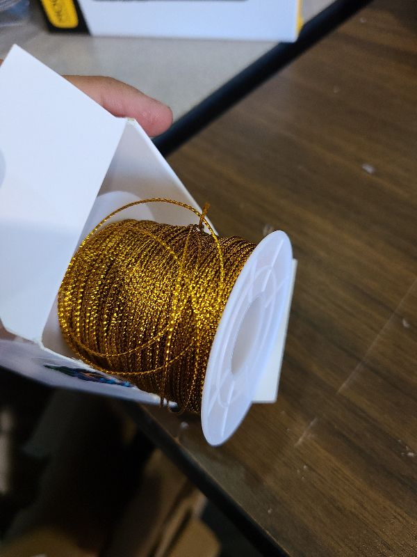 Photo 1 of 1mm Spool Gold Metallic Cord Tinsel String Jewelry Braided Thread, Total Length 109 Yards/ 328 Feet (Gold)