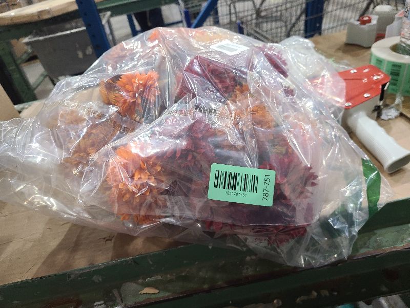 Photo 1 of 12 Pcs Artificial Fall Flowers Faux Mums Burnt Orange Flowers Assorted Fake Silk Mums Chrysanthemums Bouquet Fall Marigold for Vase Table Floral Arrangement for Wedding Home Outdoor Autumn Decorations