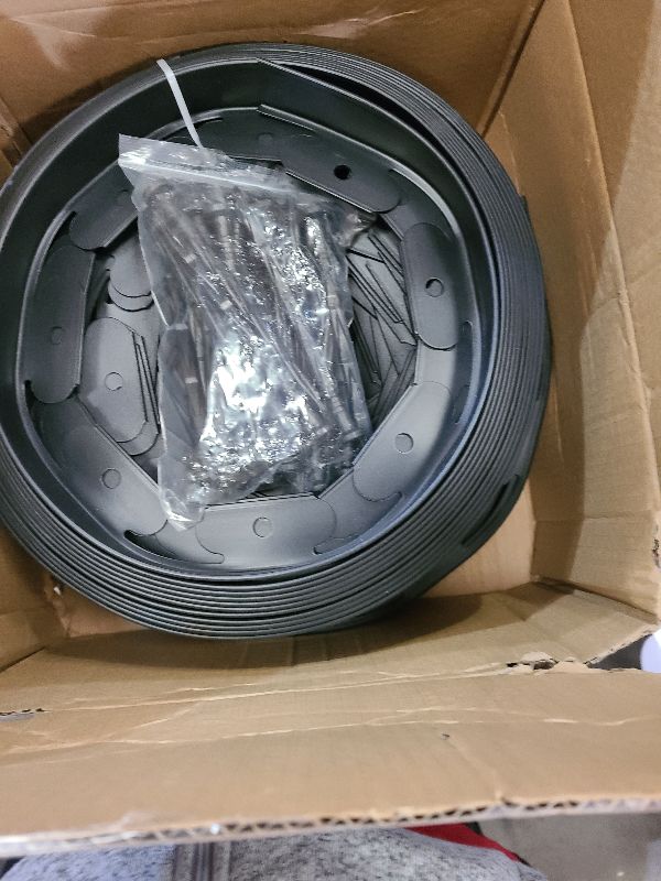 Photo 1 of 100ft,1.5in Tall Landscape Edging Kit with 150 Spikes, No-Dig Flexible Plastic Edge Border for Landscaping, Lawn, Garden, Flower Beds, Yard, Paver, Playground, Fence, Pathway, Black,3pack, 33ft Each