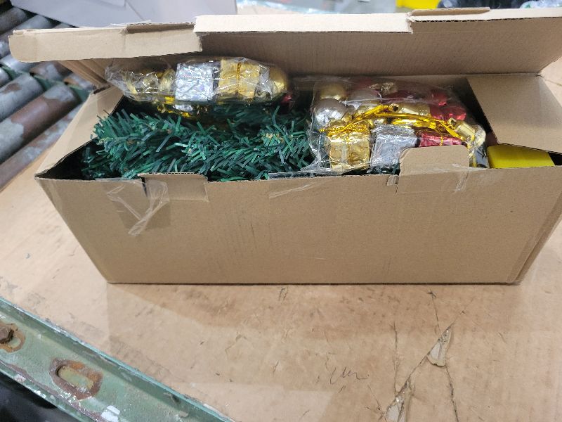 Photo 1 of 2 Pack Solar Mini Christmas Tree Decorations Lights, 30 Inch 8 Flashing Modes Waterproof Xmas Decor, 60 LED Lights with Ornaments 6 Lighted Gift Boxes for Porch Pathway Yard Garden (Multicolor)