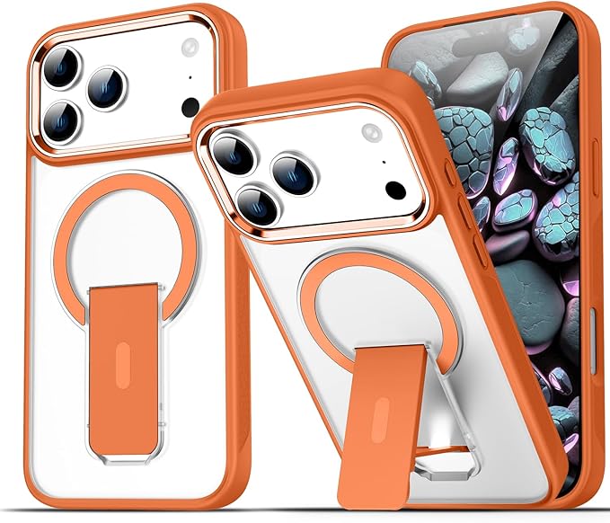 Photo 1 of **MSRP 15.99** Magnetic Series for iPhone 16 Plus Case,Compatible with Magsafe,Holder Kickstand,Metal Camera Hard PC & Soft TPU,Matte Translucent Military Drop Protection Shockproof Cover,Orange