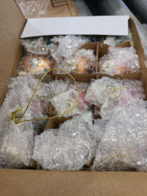 Photo 1 of 12pcs Day of The Dead Glass Ornaments - Dia De Los Muertos Sugar Skull Ornaments - Halloween Hanging Skeleton Head Ornament for Christmas Tree Hanging Decorations