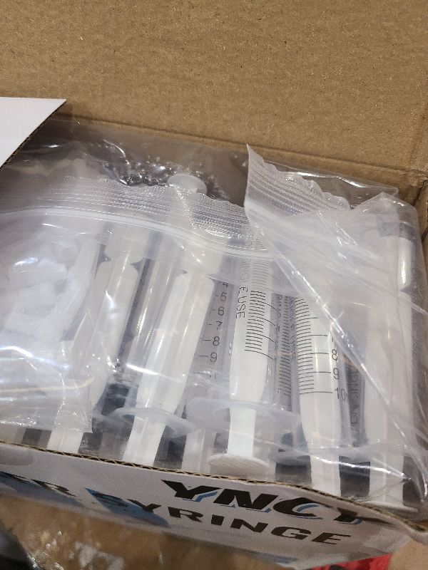 Photo 1 of 100 Pack 10ml Syringes with Cap, Luer Slip Tip, 10cc syringe Whole Pack Bulk Sterile Sealed, No Needle