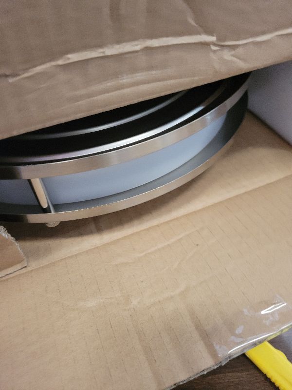 Photo 1 of 13 inch Flush Mount LED Ceiling Light Fixture, 2700K/3000K/3500K/4000K/5000K Adjustable Ceiling Lights, Brushed Nickel Saturn Dimmable Lighting for Hallway Bathroom Kitchen or Stairwell, ETL Listed