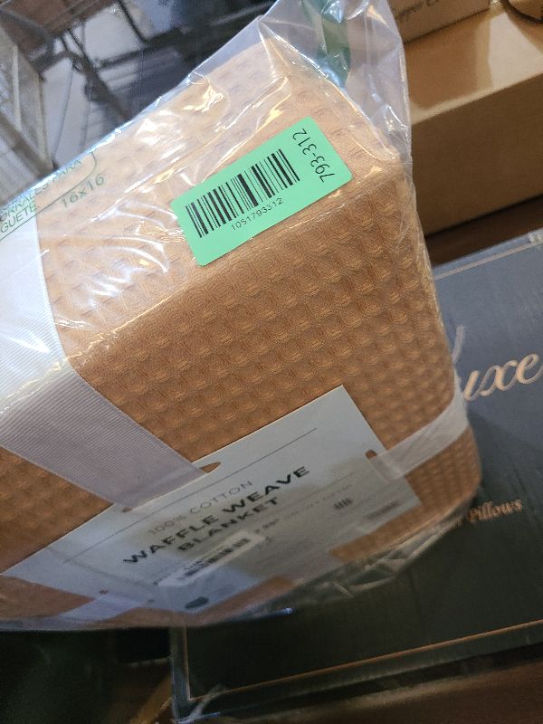 Photo 1 of 100% Cotton Yellow Blanket Full/Queen Size for Bed - Breathable and Soft, Waffle Weave for Summer Spring, 90x90 Inches (Marigold)