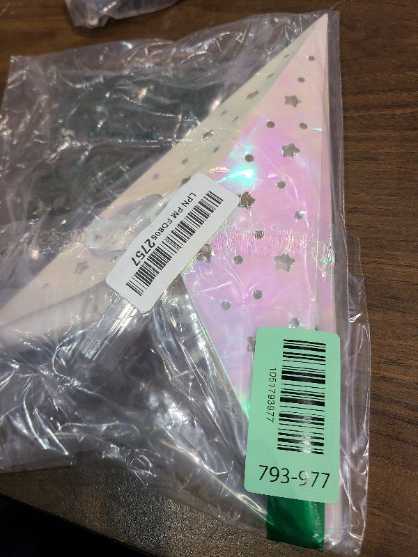 Photo 1 of 19.7 Inch Christmas Star Paper Lantern 7 Pointed Star Paper Lantern with 10 LED Light String Hanging Pendant Lampshade Ornament for Weddings Holiday Birthday Home Decor(Classic,Holographic Rainbow)