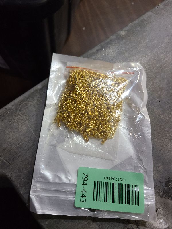 Photo 1 of 100Pcs Ball Beads, 4inch Gold Beads 2.4mm with Ball Connector Clasp Keychain Rings Metal Rings for Crafts Dog Tag Chain