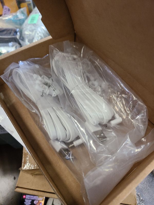 Photo 1 of 2Pack 10FT/3M Micro USB Extension Cable Compatible with WYZE Cam Pan V3, Waterproof 90 Degree Flat Power Cable Charging Your Cam Pan V3 Continuously - White