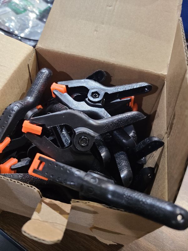 Photo 1 of 24 Pack 3.5 inch Plastic Spring Clamps, Black Heavy Duty Clips, Backdrop Clips, Plastic Clamps for Crafts, Backdrop Stand, Woodworking, Photography