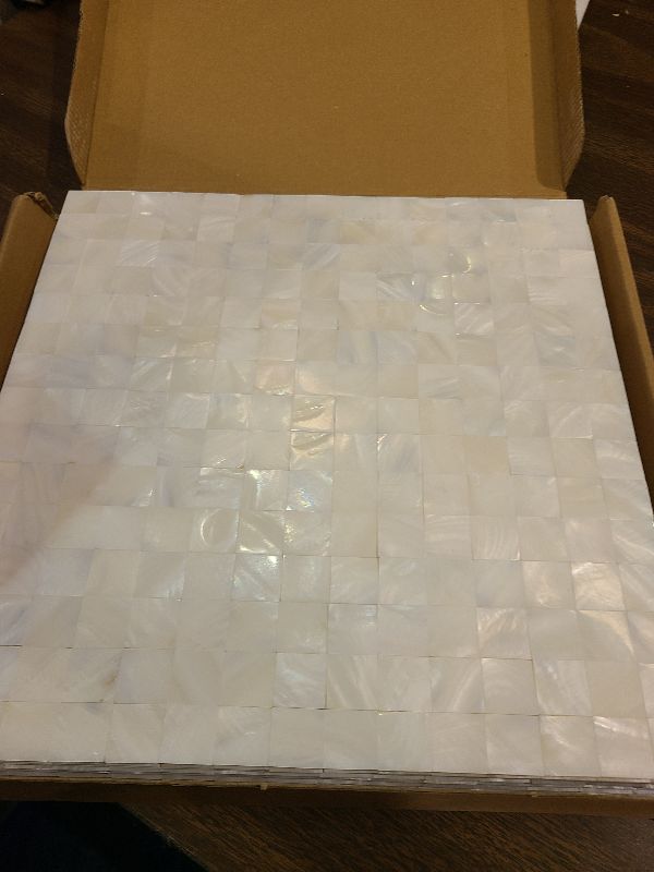 Photo 1 of **MISSING PARTS - MISSING 1 PIECE**
KASARO Peel and Stick Backsplash Shell Tiles, Mother of Pearl Self Adhesive Wall Tiles for Bathroom Bedroom Decor, White, 10-Sheet