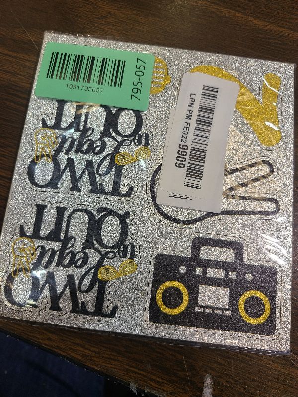 Photo 1 of 18pcs Black Gold Glitter Dessert Cupcake Topper Retro Radio Two Legit Quit Theme Decor Supplies Baby Shower Boys Girls Happy 2 Years Old Birthday Summer Party Decorations