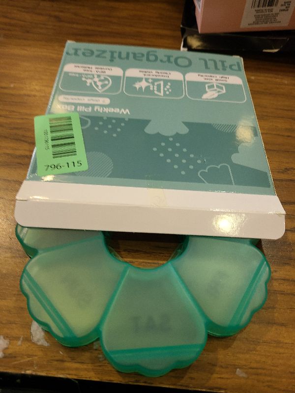 Photo 1 of ?????? ???? ?????????, Thinned and Enlarged 7 Day Pill Organizer, Cute Daily Pill Box with Large Compartment for Travel, Pill Container for Medication, Vitamin, Supplements(Green)