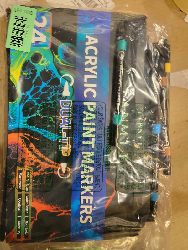 Photo 1 of 24 Colors Acrylic Paint Pens, Dual Tip Acrylic Paint Markers with Brush Tip and Fine Tip, Acrylic Pens for Rock Painting, Wood, Canvas, Stone, Glass, Ceramic,DIY Crafts Making Art Supplies
