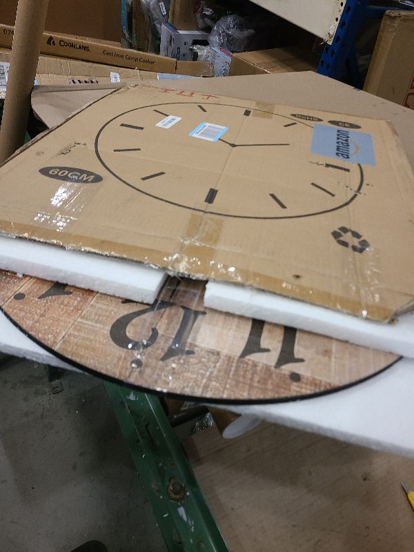 Photo 1 of 24 Inch Silent Large Wall Clock Battery Operated for Farmhouse Kitchen,Non-Ticking Retro Wall Clock with Big Numbers for Living Room,Vintage Wood Clock for Bedroom Home Country Office School