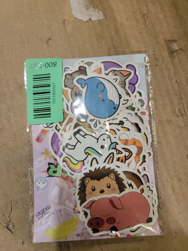 Photo 1 of 100 Pcs Animal Stickers for Kids, Cute Water Bottle Stickers for Kids Waterproof, Vinyl Laptop Kid Sticker Pack, Kid Classroom Prizes for Elementary Students