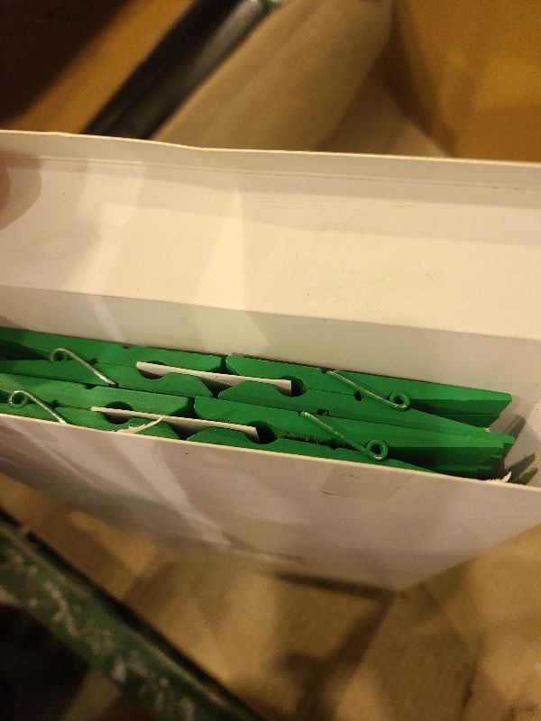 Photo 1 of 100 Pack Clothes Pins Wooden 2.9 Inch, Clothespins Wood Colorful Clothing Pins for Crafts Classroom Pictures Green