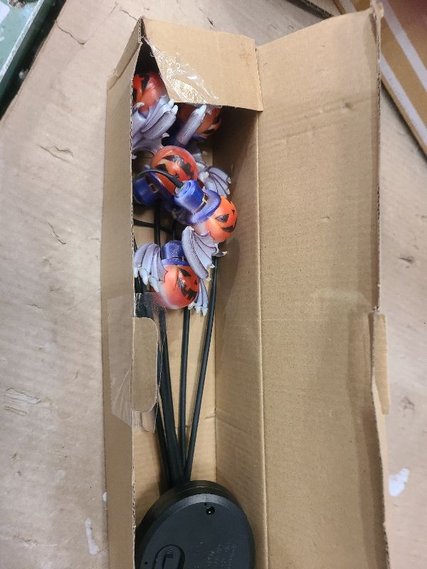 Photo 1 of 2PACKS 12LED Halloween Decorations Solar Garden Lights Outdoor,3D Scary RED Bat&Pumpkin Swaying Firefly Lights for Spooky Halloween Party Gifts Decor,Solar Halloween Path Lights for Yard/Grave Decor