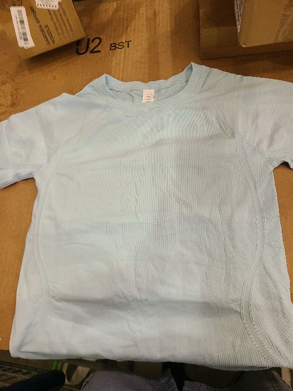 Photo 1 of  Women Tops Baby T-Shirt Short Sleeve Crew Neck Going Out Crop Top Corriny Slim Fit Workout Basic Baby Tee Size M