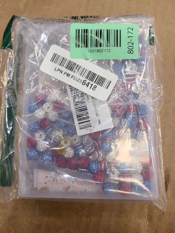 Photo 1 of 180PCS FIVEIZERO 10mm Rhinestone Beads for Jewelry Making – Sparkly Round Crystal Clay Beads & Spacers in Patriotic Baseball Team Colors for Bracelets, Necklaces & DIY Crafts (Sky Blue, Red, White)