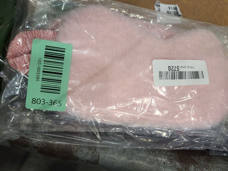 Photo 1 of 2 Pcs Plush Eye Mask Soft Sleeping Blindfold Eye Cover Comfortable Furry Faux Fur Sleeping Mask Satin Nap Night Eyeshade Cover for Women Men Gift (Pink)