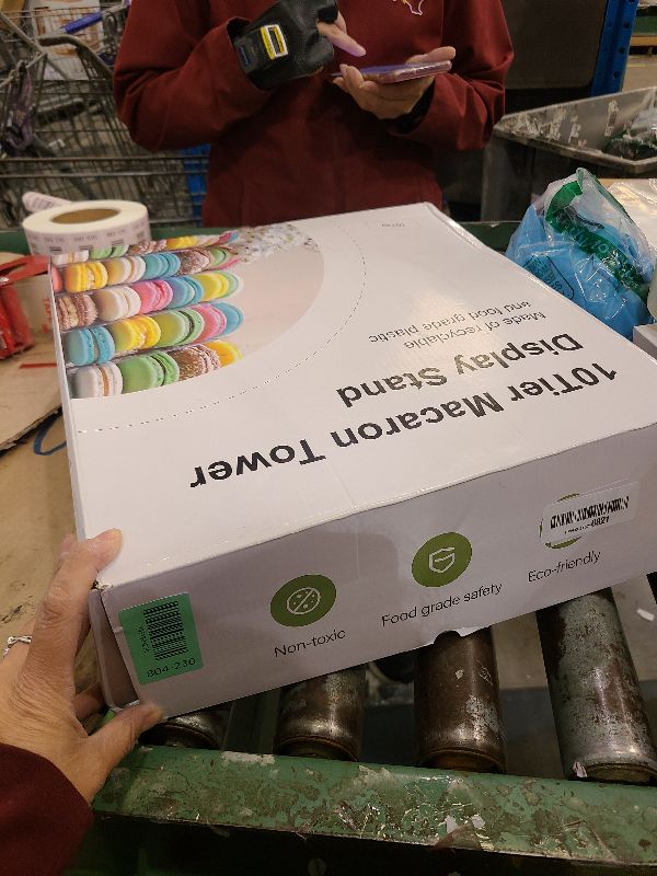 Photo 1 of 10 Tiers Round Macaron Tower Stand Plastic Transparent Cake Stand Macaron Display Rack Desserts Cupcake Holder Platter for Baby Shower, Birthday Party, Wedding, Party Decor