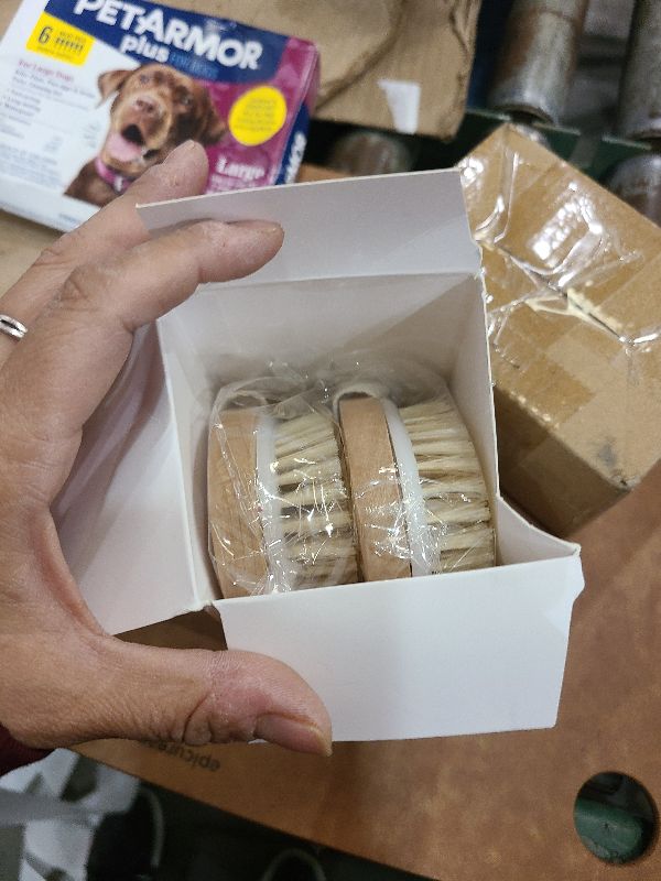 Photo 1 of 2 Pack Dry Brushing Body Brush, Natural Bristle Exfoliating Brush with Massage Nodes, for Lymphatic Drainage and Improving Skin Health and Reduces Acne