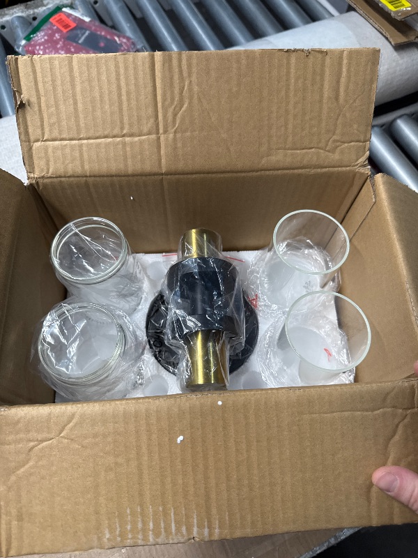 Photo 1 of (untested) (partial set) Wall Sconces Set of Two, 22" Black and Gold Bathroom Sconces with Clear Glass, Hardwired Modern Sconces Wall Decor Set of 2 Wall Light fixtures for Bathroom Mirror Living Room Hallway Bedroom
