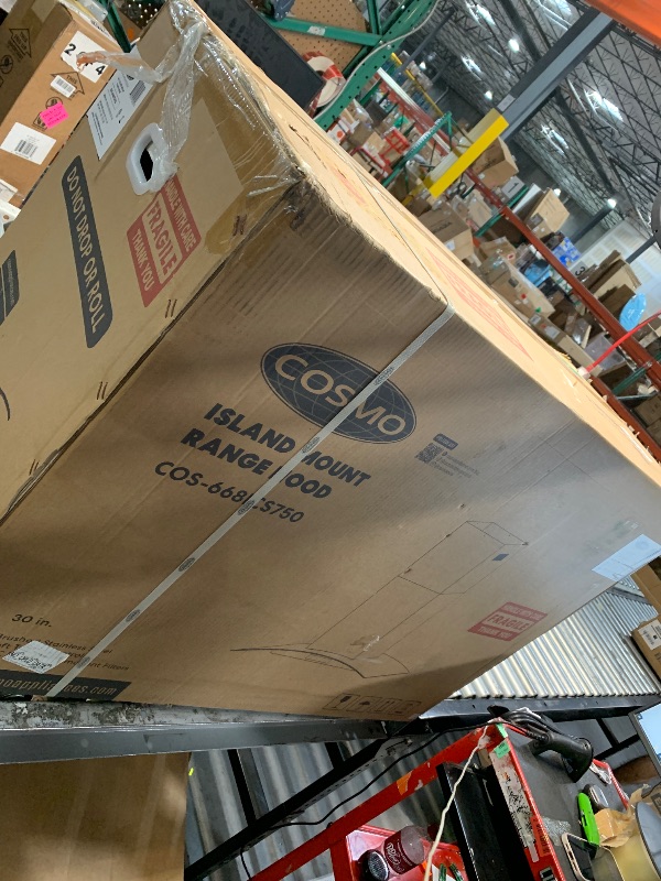 Photo 1 of ***FACTORY SEALED*** COSMO COS-668ICS750 30 in. Lumin Collection 380 CFM Ducted Island Range Hood, Soft Touch Controls, LED Lights, Stainless Steel