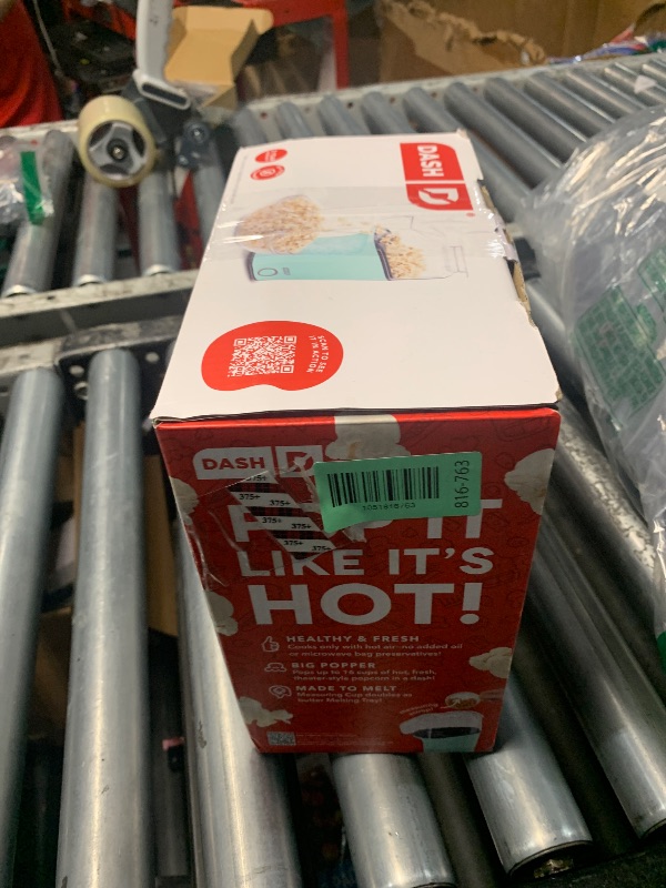 Photo 1 of ***(MINOR DAMAGE/ HEAVILY USED)***DASH Hot Air Popcorn Popper Maker with Measuring Cup to Portion Popping Corn Kernels + Melt Butter, 16 Cups - Aqua