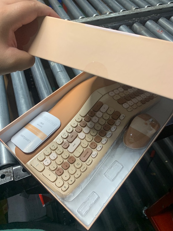 Photo 1 of Wireless Ergonomic Keyboard and Mouse Combo with PU Wrist Rest, Carpal Tunnel Keyboard, 2.4G Colorful Split Ergo Keyboard, Comfortable Natural Typing, Compatible with PC/Laptop (Milk Tea)