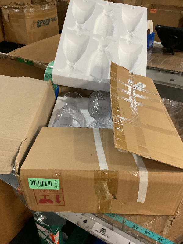 Photo 1 of ***missing one cup *****pin k set AVLA 6 Pack Glass Goblet, 12 OZ Vintage Wine Glassware, Romantic Wedding Glass Set, Drinking Stemware Beverage Cups for Party, Bar, Champagne, Juice, Beer, Cocktail, Embossed Design