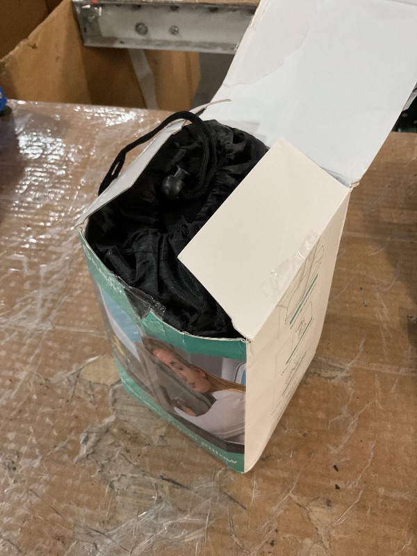 Photo 1 of (used/fair) Inflatable Travel Pillow,Multifunction Travel Neck Pillow for Airplane to Avoid Neck and Shoulder Pain,Support Head,Neck,Used for Sleeping Rest, Airplane and Home Use,with Eye Mask, Earplugs, Black